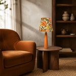 Load image into Gallery viewer, Liberty Fabric Floral Ceramic Table Lamp with Orange Handmade Base