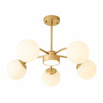 Load image into Gallery viewer, Brass 5-light milk glass chandelier