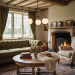 Load image into Gallery viewer, Glorica Glass Vintage Globe Chandelier - Brass 3-Light Frosted Glass Hanging Fixture
