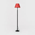 Charger l'image dans la visionneuse de galerie, Vintage black iron floor lamp with vintage red polka dot shade