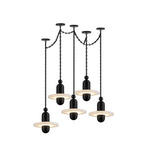 Bild in Gallery-Viewer laden, Black Metal Alabaster Chain-Hung Chandelier