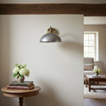 Load image into Gallery viewer, Curva Metal  Industrial Wall Sconce - Curved Brass Arm - Hammered Dome Light Fixture
