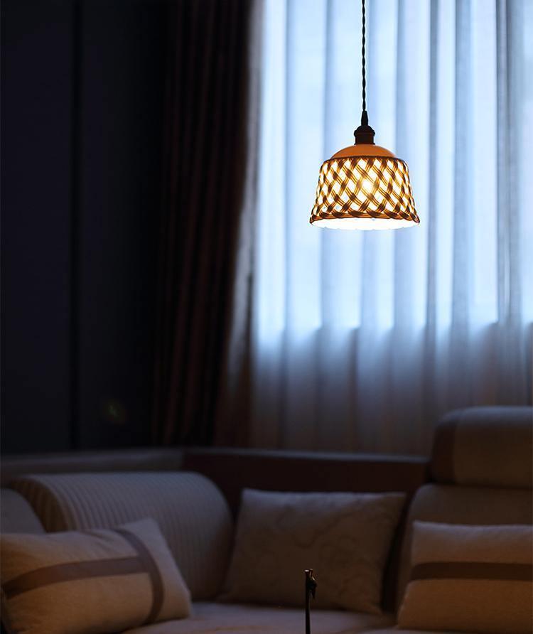 Woven Ceramic Brass Swag Pendant Light