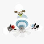 Cargar imagen en el visor de la Galería, Blue 3-head kids animal ceiling fan light on white background