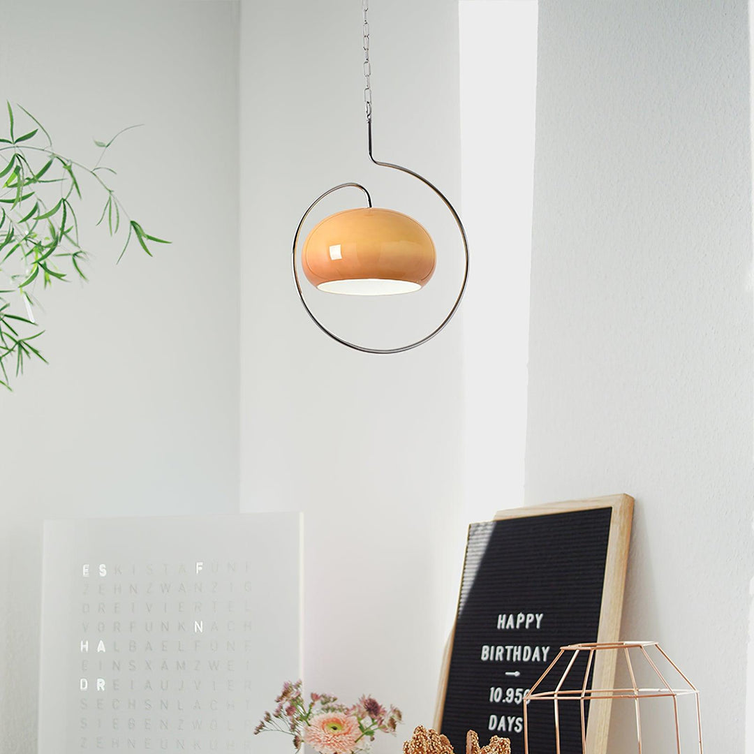 Rounded Glass Chrome Swag Pendant Light