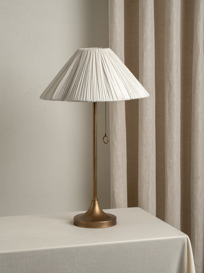 Lindi Elegant Scalloped Linen Table Lamp – Bedroom & Living Room Accent