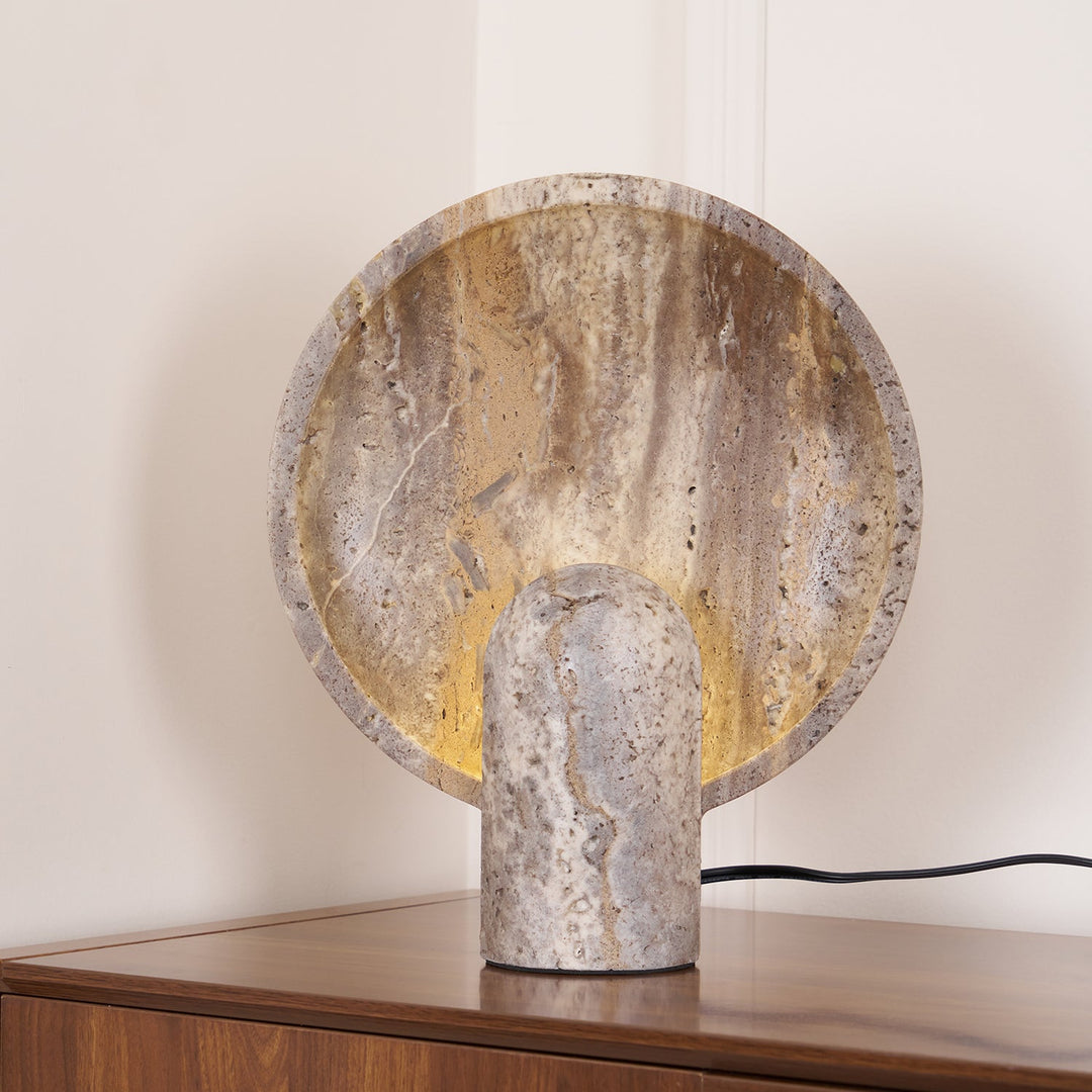 Wabi-sabi Style Eclipse Stone Travertine Table Lamp M03