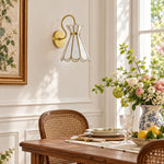Cargar imagen en el visor de la Galería, Brass Band Hourglass Shade Capiz Petal Wall Light