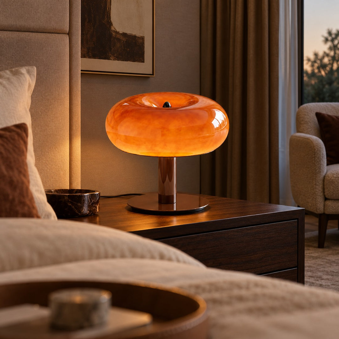 Rounded Glass Slim Stem Blown Glass Table Lamp