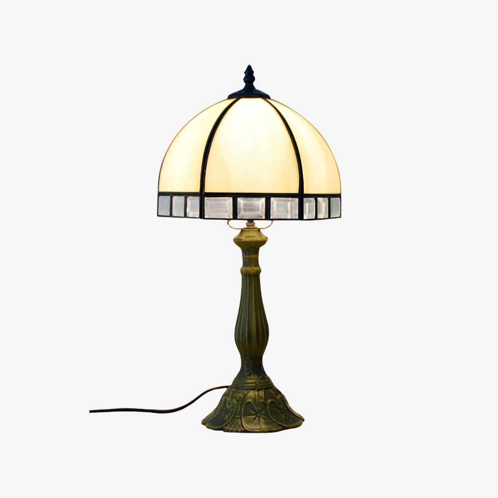 TF Tivanny Art Deco Stained Glass Table Lamp - Vintage Style for Bedroom or Living Room