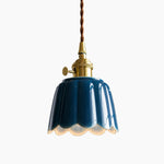 Bild in Gallery-Viewer laden, Celadon glaze ceramic lotus pendant light on clean background