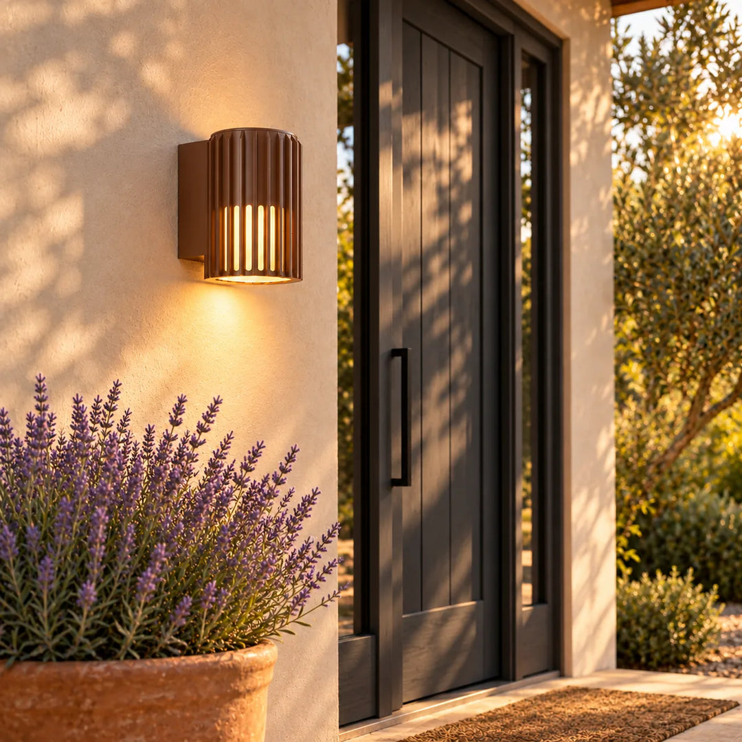 Compact Outdoor Sconce for a Door Wall