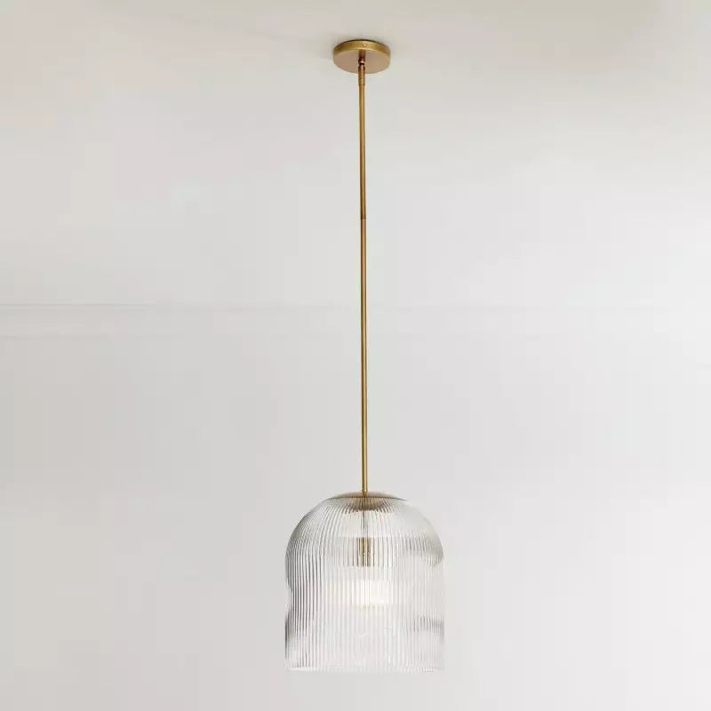 Suspension en verre strié – Suspension en laiton et verre au style campagnard 