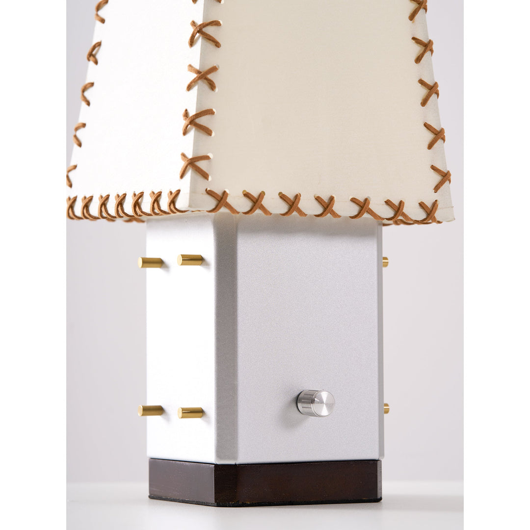 Lampe de table géométrique moderne en métal – Abat-jour en parchemin pour éclairage de table de nuit