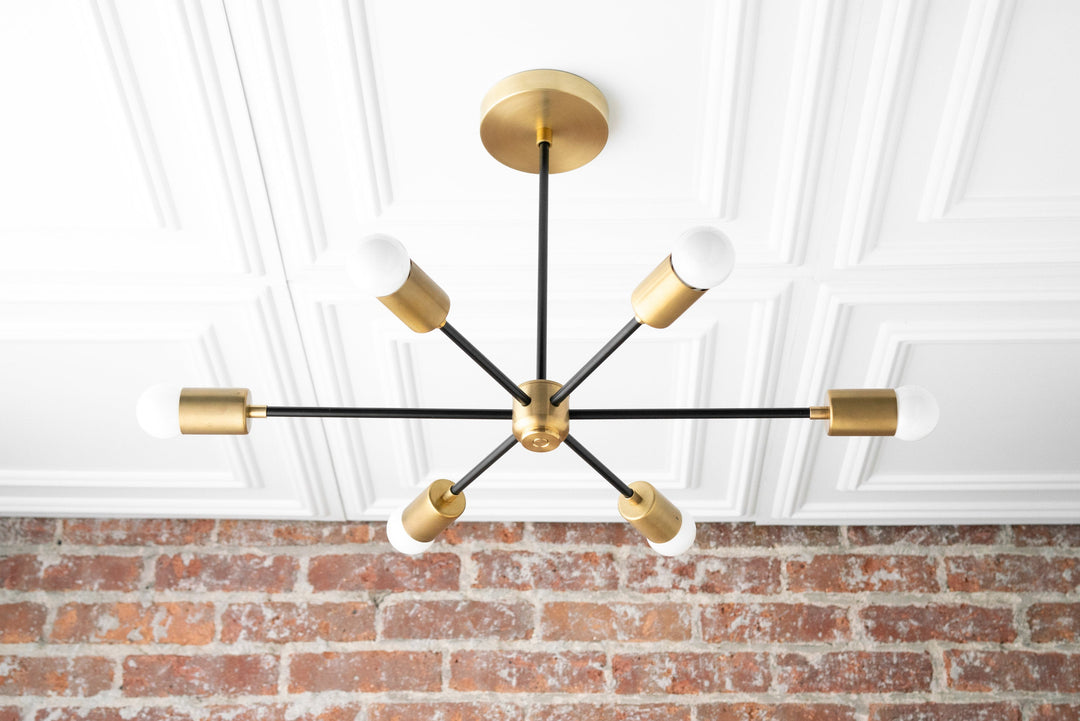 Lustre Mobilux Line Mid-Century Modern - Plafonnier suspendu à 6 têtes