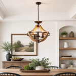 Cargar imagen en el visor de la Galería, Rustic 3-light pendant chandelier in a farmhouse interior
