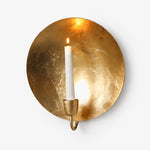 Bild in Gallery-Viewer laden, Gold Leaf Metal Wall Candle Holder – Round &amp; Oval Sconce Designs