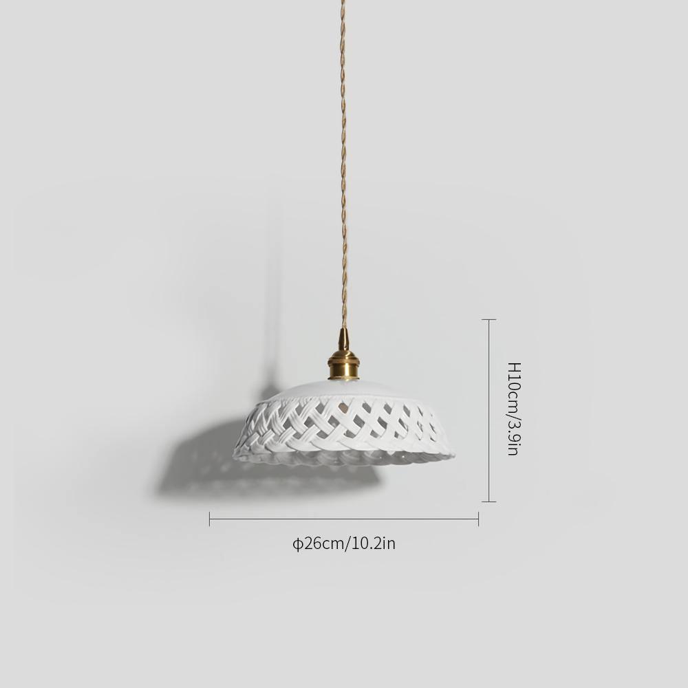 Woven Ceramic Brass Swag Pendant Light