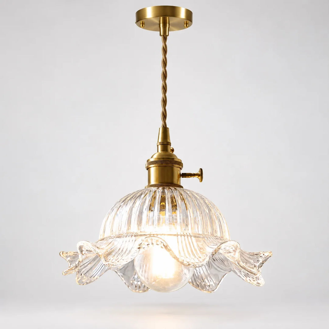 Vintage Wavy-Edge Glass Pendant Lamp