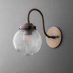 Load image into Gallery viewer, Glorica Glass Aged Brass Wall Sconce - Ribbed Glass Shade Industrial Style Lighting
