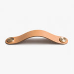 Load image into Gallery viewer, Cowhide leather and brass cabinet pull handle color and size option