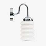 Cargar imagen en el visor de la Galería, White ribbed glass chrome wall sconce