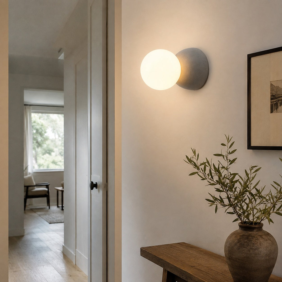Sculptural Concrete Globe Wall Lamp