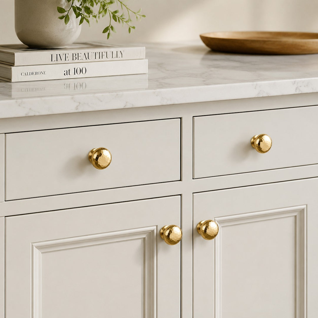 Hammered solid brass cabinet knob