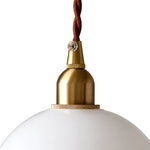 Charger l'image dans la visionneuse de galerie, brass pendant holder and glass shade close up