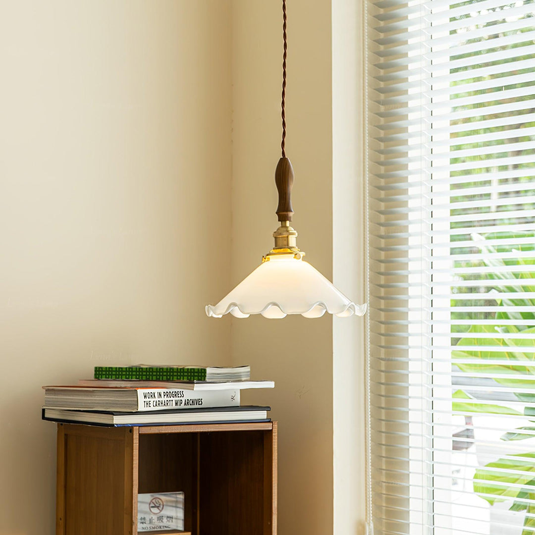 White Sculptural Glass Plug-In Pendant