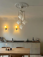 Charger l&#39;image dans la visionneuse de galerie, Lustre Art Déco Étoile – Luminaire déco en verre dépoli pour salle à manger – Astris Vega 
