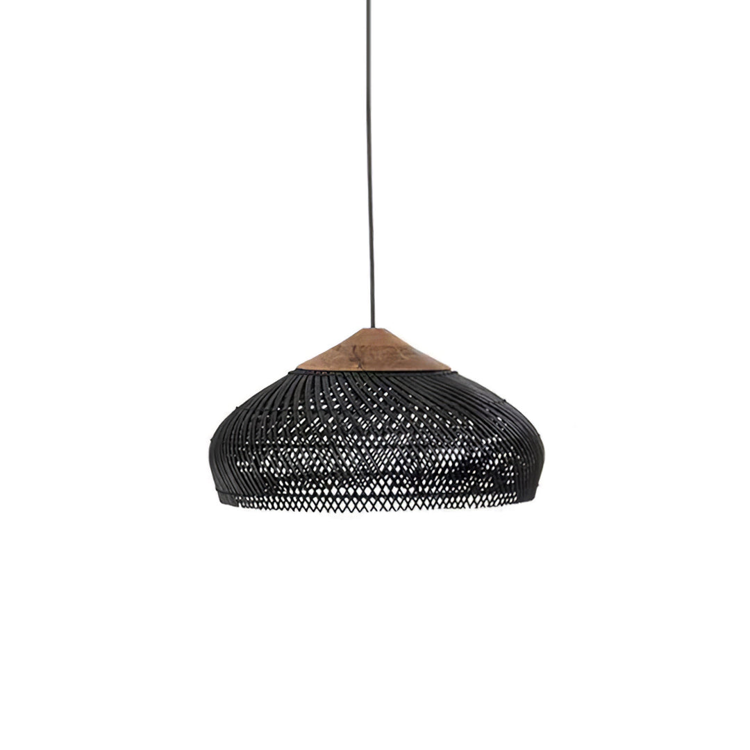 Woven Rattan Wood Plug-In Pendant Light