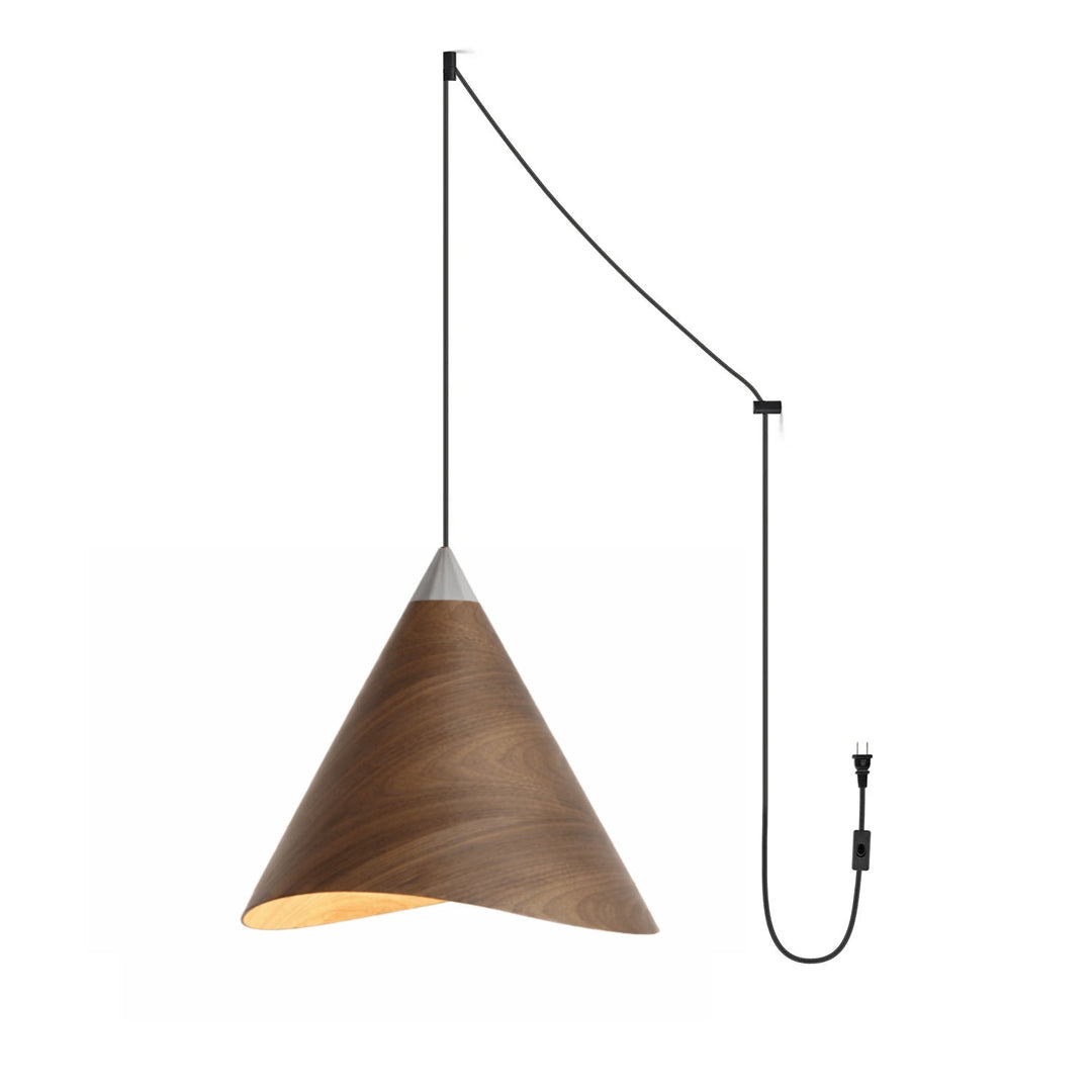 Asymmetric Wood Plug-In Swag Pendant Light