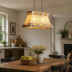 Cargar imagen en el visor de la Galería, Wood and fabric pendant lamp in bright dining room