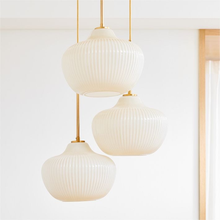 Rivrona Ribbed Glass 3-Light Chandelier - Sculptural Modern Lighting for Home