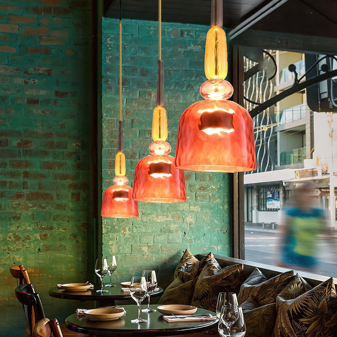 Suspension en verre soufflé à la main - Fer bonbon coloré, couleurs mélangées, pour l'intérieur