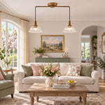 Cargar imagen en el visor de la Galería, Vintage Fluted Glass Pendant Light for Kitchen &amp; Dining