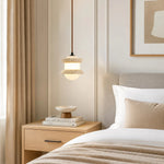 Cargar imagen en el visor de la Galería, Single travertine stone pendant light beside a bed
