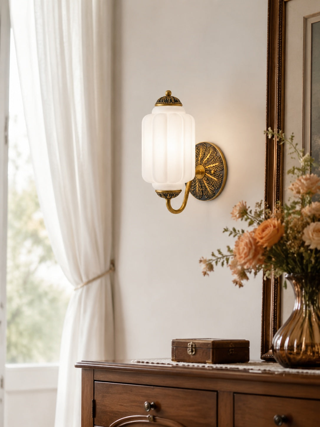 Vintage Milchglas Wandleuchte Nachttisch Flur Eloise Wandleuchte