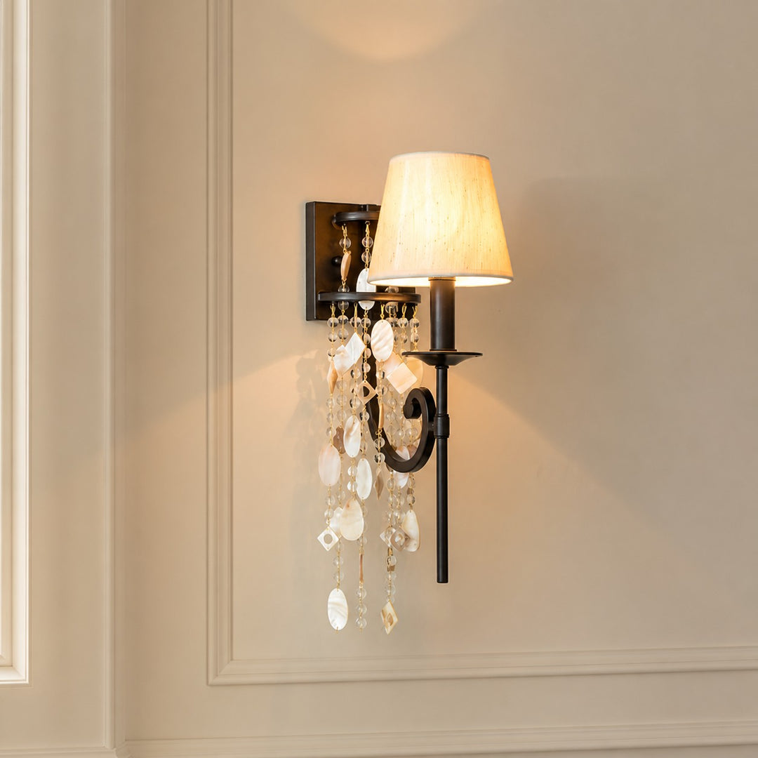 Crystal and Shell Tassel Wall Sconce