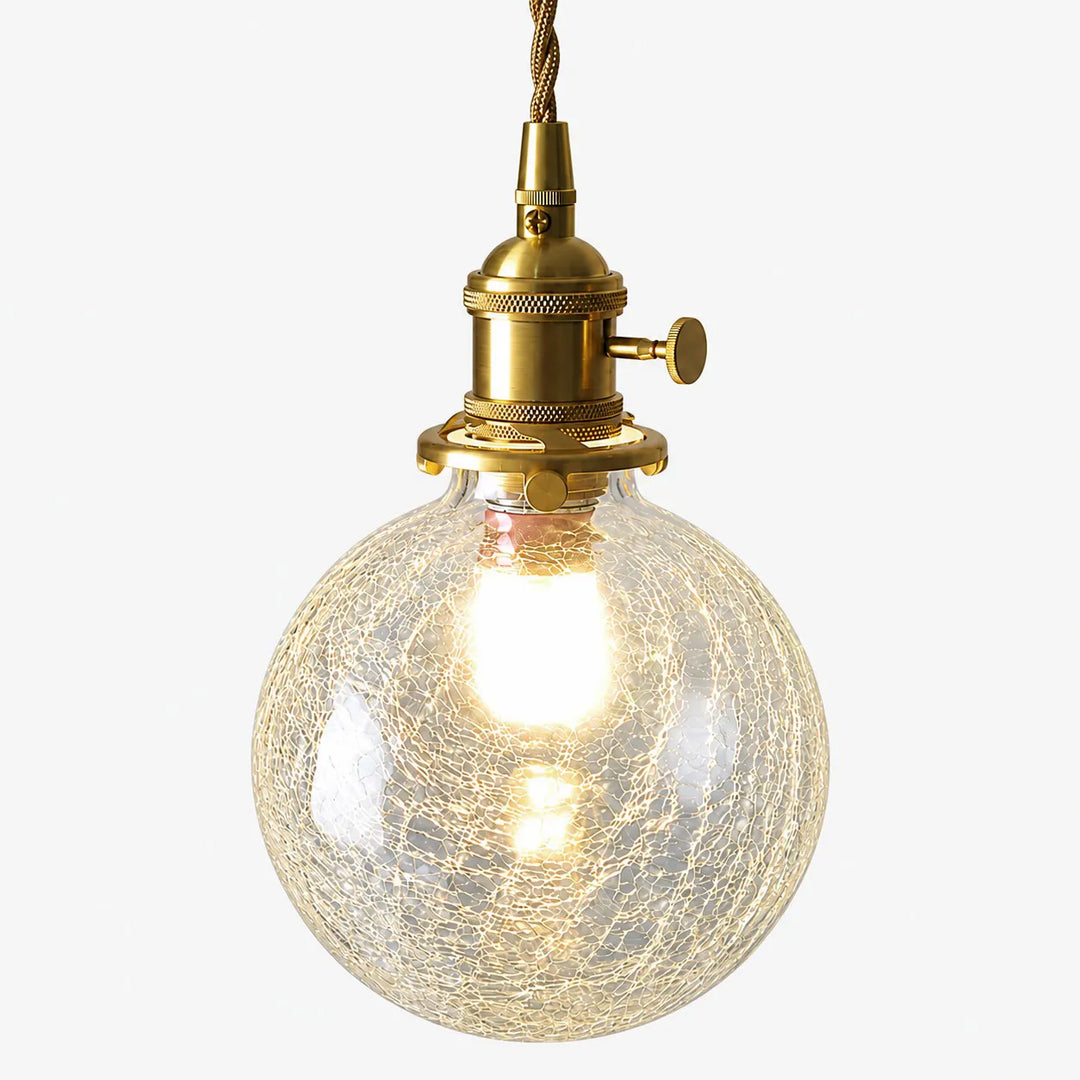 Crackle Glass Globe Pendant Light
