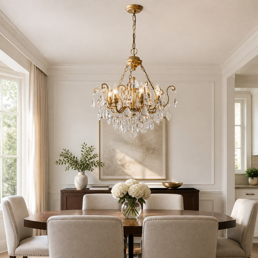 French Country Crystal Basket Chandelier
