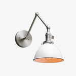 Cargar imagen en el visor de la Galería, Conique Metal Vintage Industrial Swing Arm Wall Lamp - Adjustable Dome Shade for Study
