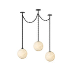 Load image into Gallery viewer, Black Metal Alabaster Globe Hardwired Chandelier