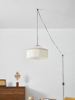 Bild in Gallery-Viewer laden, Beige Pleated Fabric Fringe Plug-In Pendant