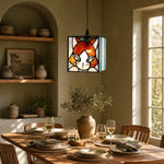 Charger l'image dans la visionneuse de galerie, stained glass cat pendant light installed in a warm room