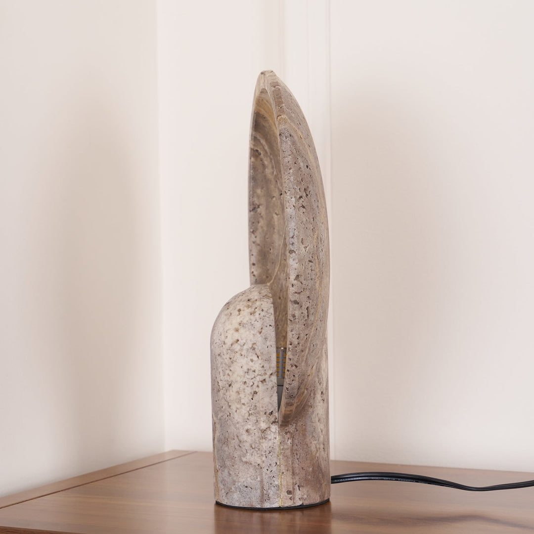 Wabi-sabi Style Eclipse Stone Travertine Table Lamp M03