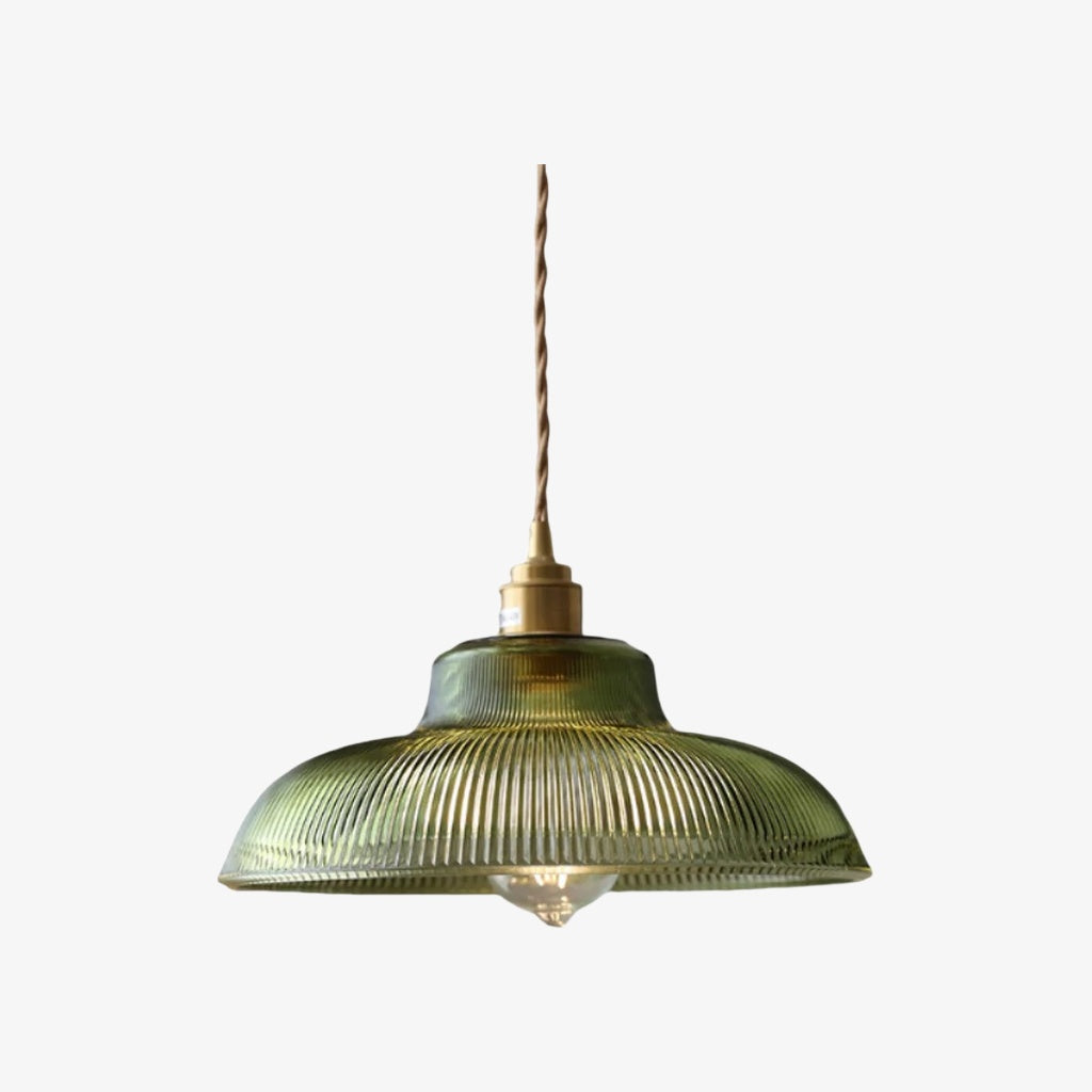 Lámpara colgante acanalada Ribilux - Vidrio y metal vintage para cocina y comedor