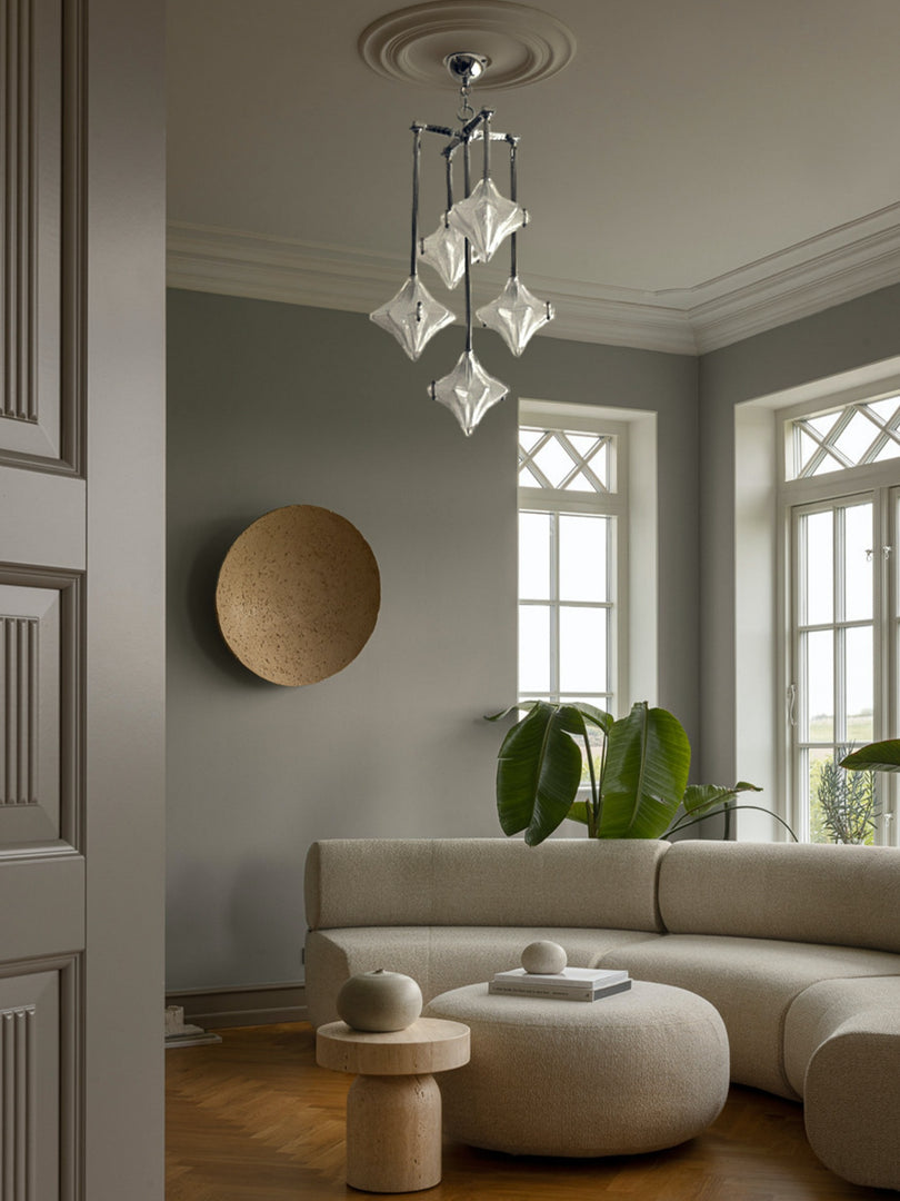 Lustre Art Déco Étoile – Luminaire déco en verre dépoli pour salle à manger – Astris Vega 