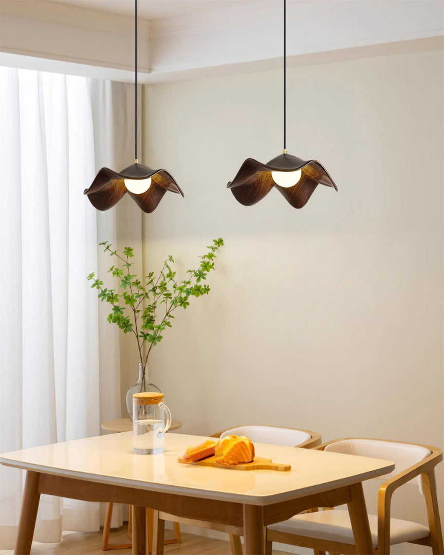 Leaf Vein Glass Plug-In Pendant Lamp